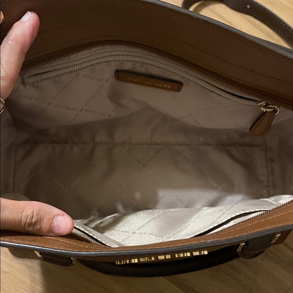 Michael Kors Two-Tone Brown and Cream Satchel - Picture 2 of 6